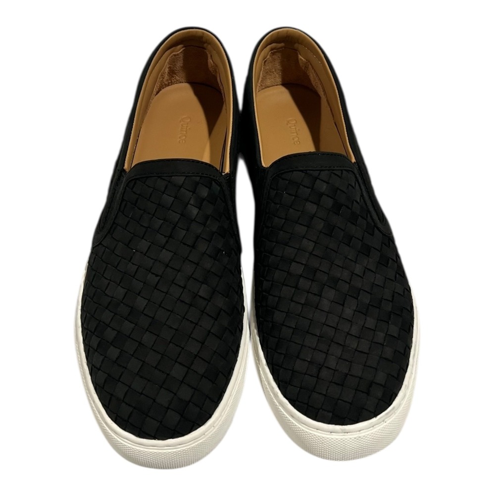 Quince Black Woven Nubuck Leather Slip On Sneakers Women's Size 10‎